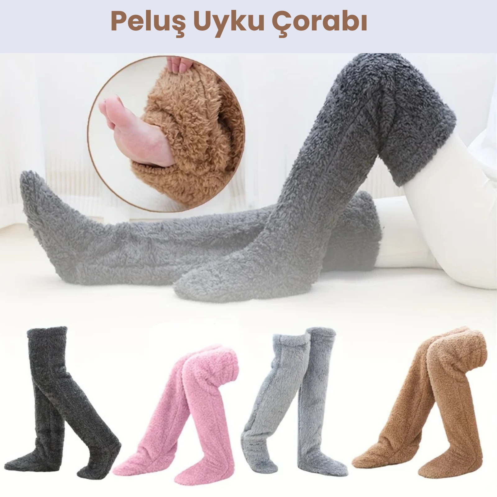 Peluş Uyku Çorabı - Şıklık ve Sıcaklık Bir Arada